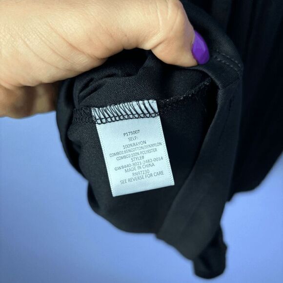 Almost Famous Tunic Dress Medium Black Lace Collar Aztec Print Flowy Sun Mini - Picture 5 of 7